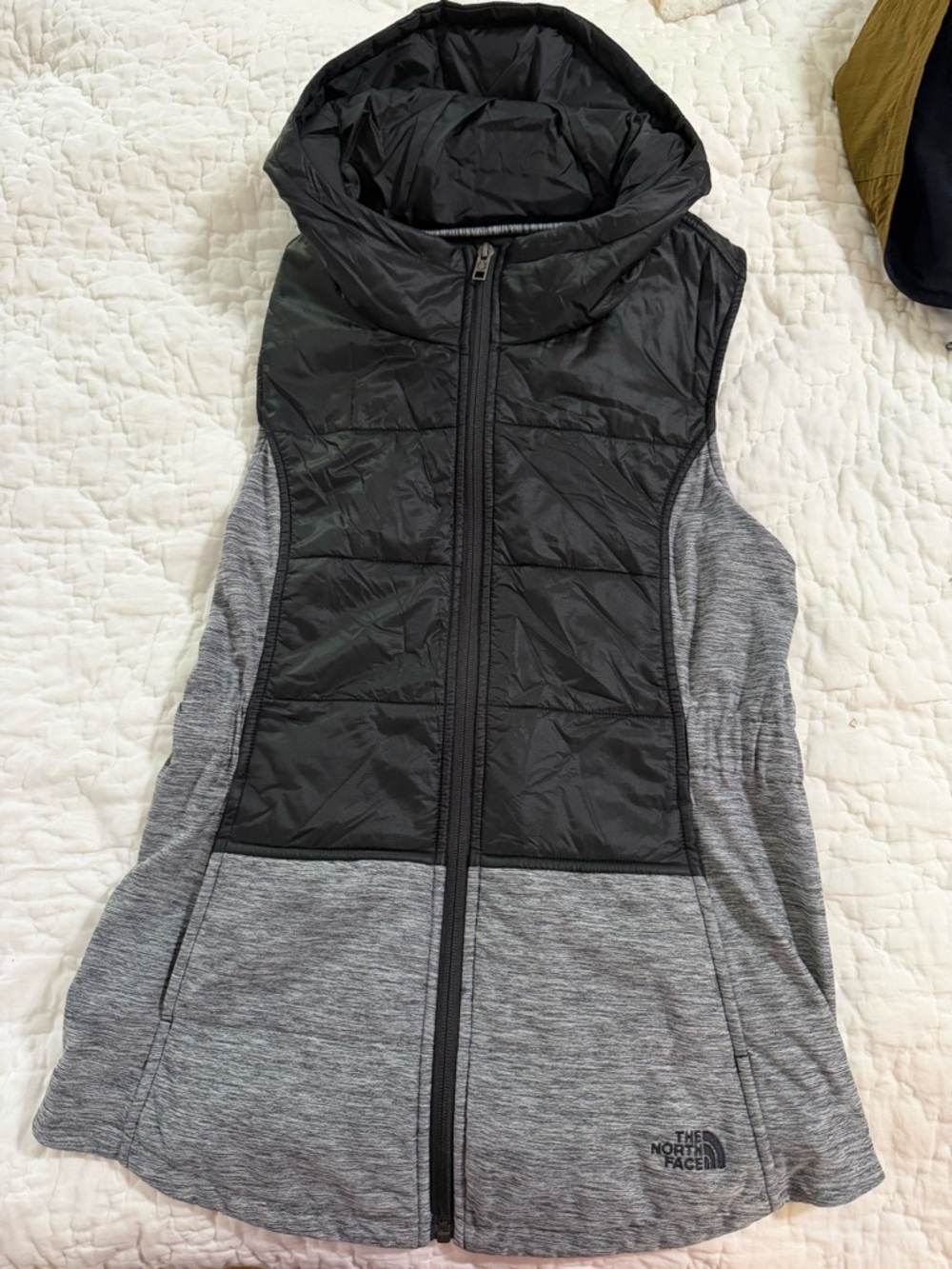 The North Face Black & Gray Quilted Hooded Vest